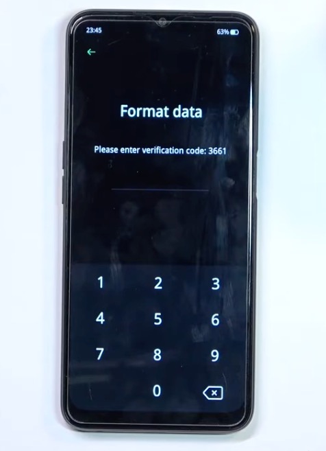Oppo A16 Recovery Mode screen showing Format Data option