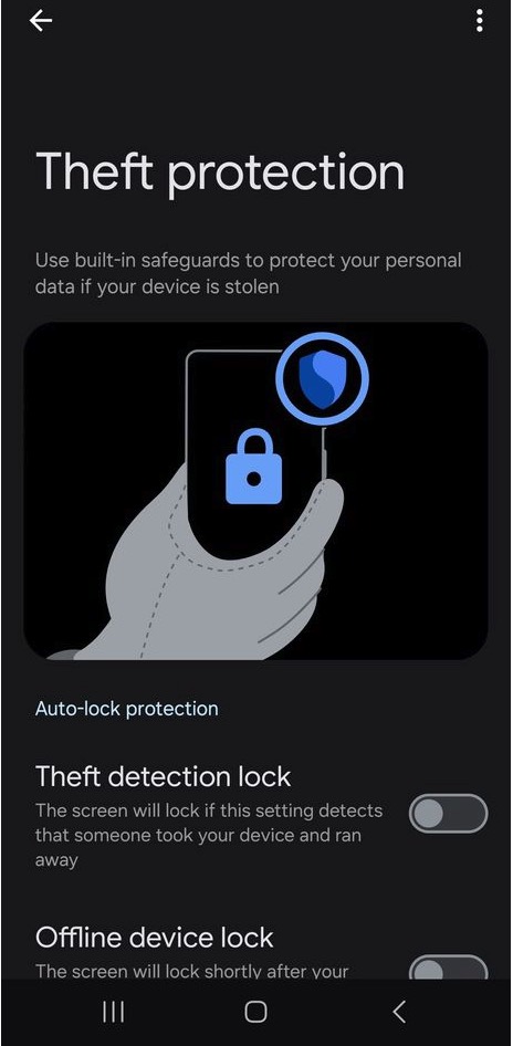 Theft Detection Lock triggers in Android Security Bulletin